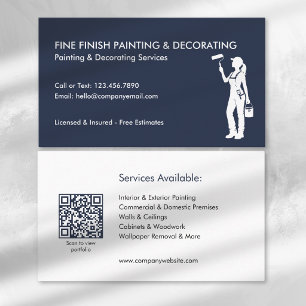 Schilder & Decorateur Vakvrouw QR Code Navy Wit Visitekaartje