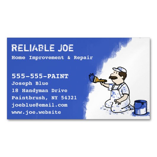 Schilder die Blauwe Verf schilderen | Handyman Magnetisch Visitekaartje (Voorkant)