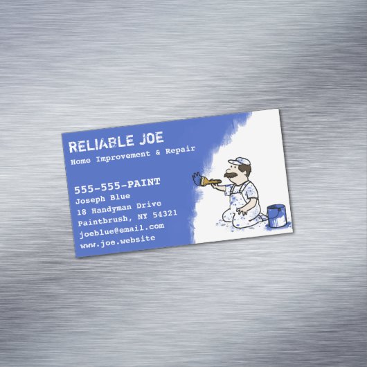 Schilder die Blauwe Verf schilderen | Handyman Magnetisch Visitekaartje (Voorbeeld)