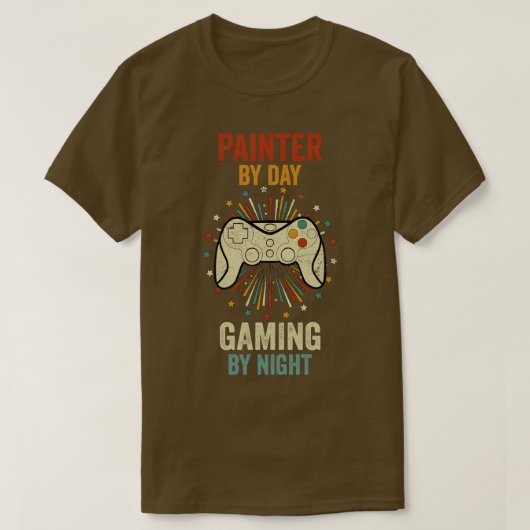 Schilder door dag gaming 's nachts t-shirt (Design voorkant)
