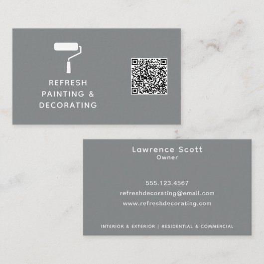 Schilder en decorator QR-code Schilder grijs Visitekaartje (Voorkant / Achterkant)