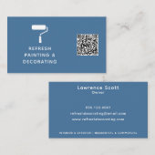 Schilder en decorator QR Code Verf Roller Navy Visitekaartje (Voorkant / Achterkant)