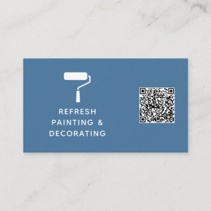 Schilder en decorator QR Code Verf Roller Navy Visitekaartje