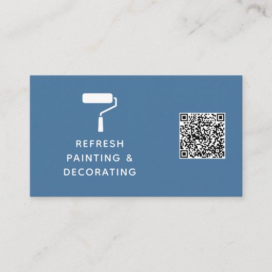 Schilder en decorator QR Code Verf Roller Navy Visitekaartje (Voorkant)