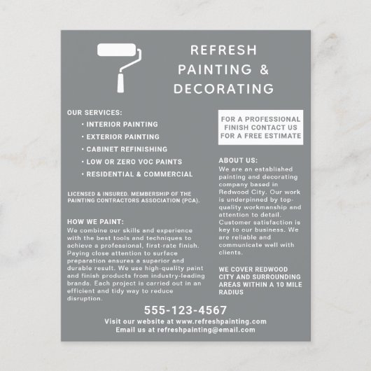 Schilder en decorator verf Roller grijs Flyer (Voorkant)