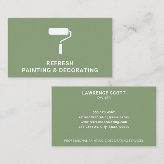 Schilder en decorator Verf Roller Modern Green Visitekaartje (Voorkant / Achterkant)