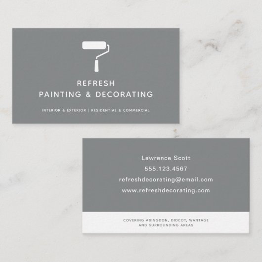 Schilder en decorator Verf Roller Modern Grey Visitekaartje (Voorkant / Achterkant)
