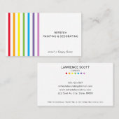Schilder- en decoratorkleurige regenboogstrips visitekaartje (Voorkant / Achterkant)