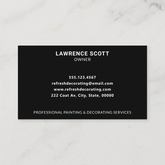 Schilder- en decoratorschilderingen, modern zwart visitekaartje (Achterkant)