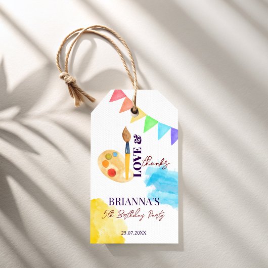 Schilder en partij kunst thema partij monogrammed  cadeaulabel