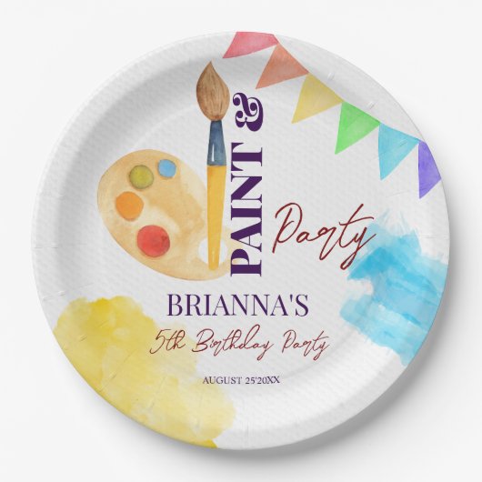 Schilder en partij kunst thema partij monogrammed papieren bordje (Voorkant)