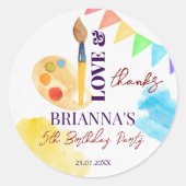 Schilder en partij kunst thema partij monogrammed  ronde sticker (Voorkant)