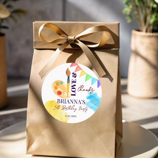 Schilder en partij kunst thema partij monogrammed  ronde sticker