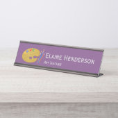 Schilder en penselen op Paarse kunstleraar Bureau Naambordje (Voorkant)