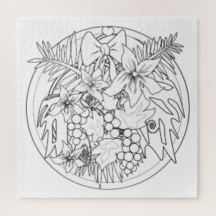 Schilder het afbeelding zelf een tropisch patroon legpuzzel