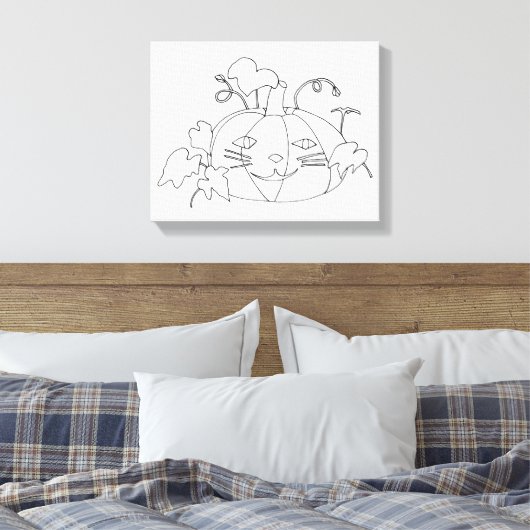 Schilder het Kat Face Pumpkin op verzegeld Canvas (Insitu (Slaapkamer))