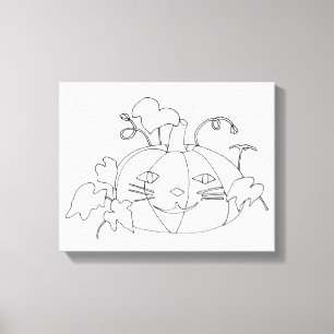 Schilder het Kat Face Pumpkin op verzegeld Canvas