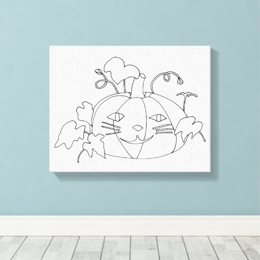 Schilder het Kat Face Pumpkin op verzegeld Canvas Afdruk (Insitu (Houten vloer))