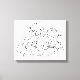 Schilder het Kat Face Pumpkin op verzegeld Canvas Afdruk