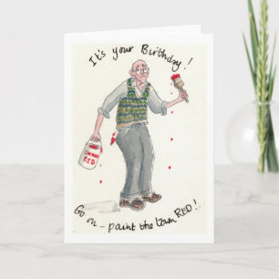 "Schilder het Stedenrood!" Birthday-kaart voor een Kaart