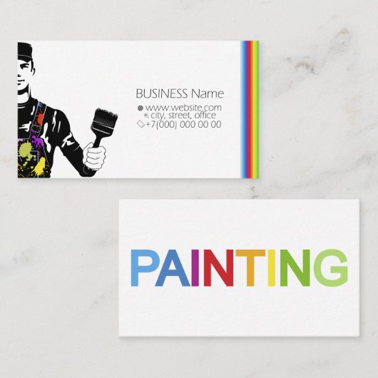 Schilder in uniform met een borstel in zijn hand visitekaartje (Voorkant / Achterkant)