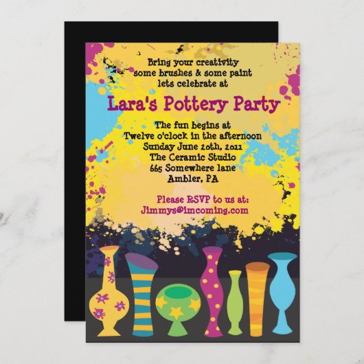 SCHILDER JE EIGEN POTTENBAKKERIJ Verjaardagsfeestu Kaart (Voorkant / Achterkant)