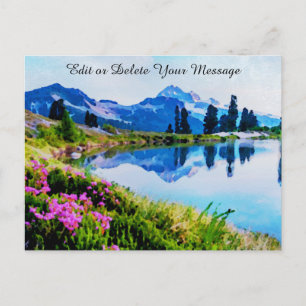 *~* Schilder Lake Flowers Ap19 Artistieke bergen Briefkaart