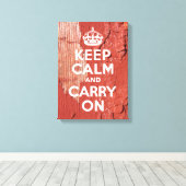 Schilder met rode schil Houd kalm in wit Canvas Afdruk (Insitu (Houten vloer))