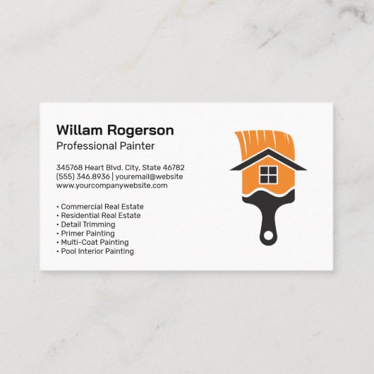 Schilder met verfrol | Bekwame koopman Visitekaartje (Achterkant)