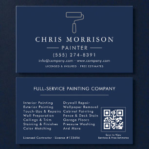 Schilder Navy Blue Zilver QR Code Visitekaartje