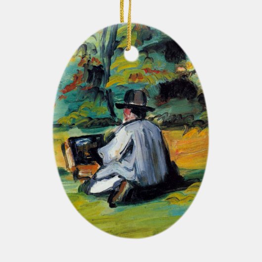 Schilder op het werk van Paul Cezanne, Kunst Keramisch Ornament (Achterkant)
