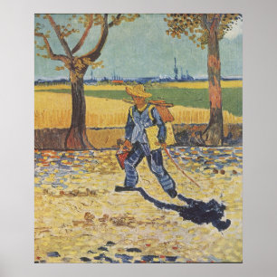 Schilder op weg naar zijn werk poster