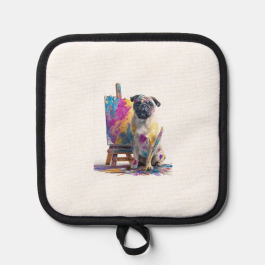 Schilder Pug � Abstracte Kunst Hond Pannenlap (Voorkant)