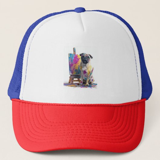 Schilder Pug � Abstracte Kunst Hond Trucker Pet (Voorkant)