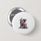 Schilder Pug � Abstracte kunsthond Ronde Button 5,7 Cm (Voorkant /achterkant)