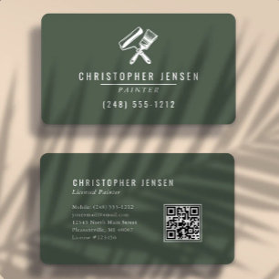 Schilder QR-code donkergroen afgerond schilderen Visitekaartje