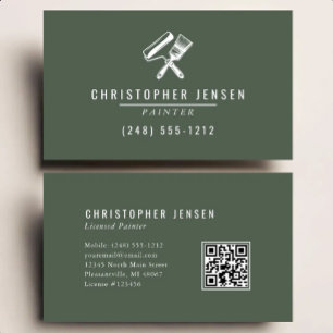 Schilder QR-code donkergroen schilderen Visitekaartje