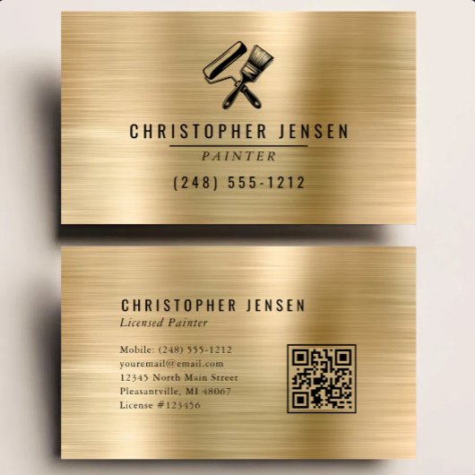 Schilder QR-code Goud Zwart Metallic Schilderen Visitekaartje