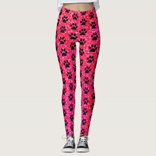 Schilder roze rode glitter zwarte patronen leggings