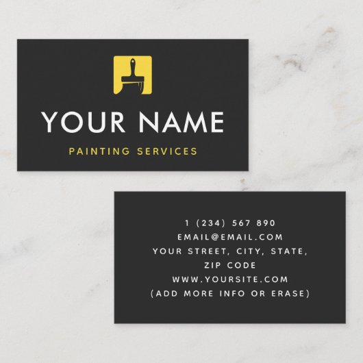 Schilder Schilderen Geel Schilderpenseel Pictogram Visitekaartje (Voorkant / Achterkant)