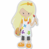 Schilder, schilderkunst, juffrouw, blauw haar sticker (Voorkant)