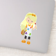 Schilder, schilderkunst, juffrouw, blauw haar