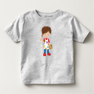 Schilder, schilderkunstenaar, klettenjongen, bruin kinder shirts