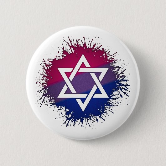 Schilder Splatter Bisexual Pride Star van David Sy Ronde Button 5,7 Cm (Voorkant)