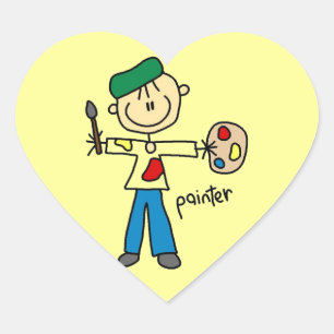 Schilder Stokfiguur Hart Sticker