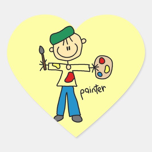 Schilder Stokfiguur Hart Sticker (Voorkant)