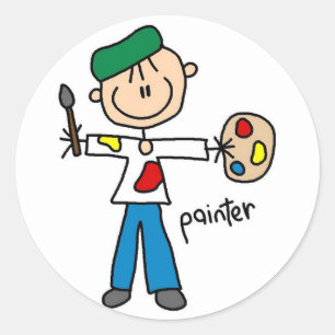 Schilder Stokfiguur Ronde Sticker