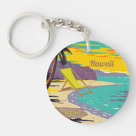Schilder van de kleurrijke zomervakantievakantie sleutelhanger (Voorkant)