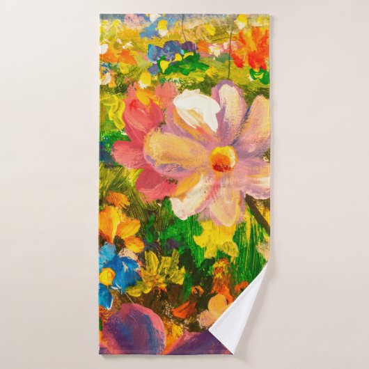 Schilder van grote kleurrijke wilde bloemen badhanddoek (Badhanddoek)