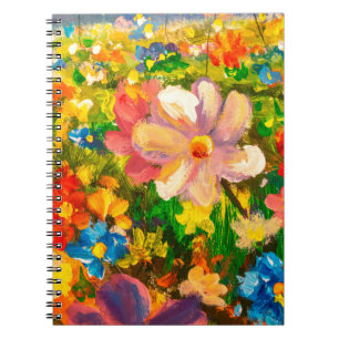 Schilder van grote kleurrijke wilde bloemen notitieboek